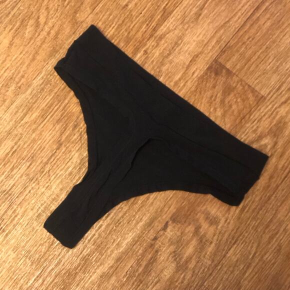 Skims Black Onyx Summer Mesh Mid Waist Thong Panties Size 2X - Picture 2 of 7